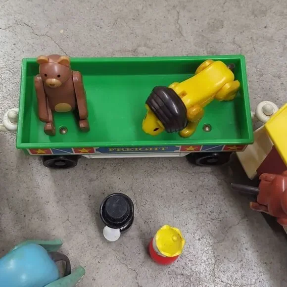 #1 OG Vintage 1973 Fisher Price #991 Little People Train 2581 figures& animals - Picture 15 of 16